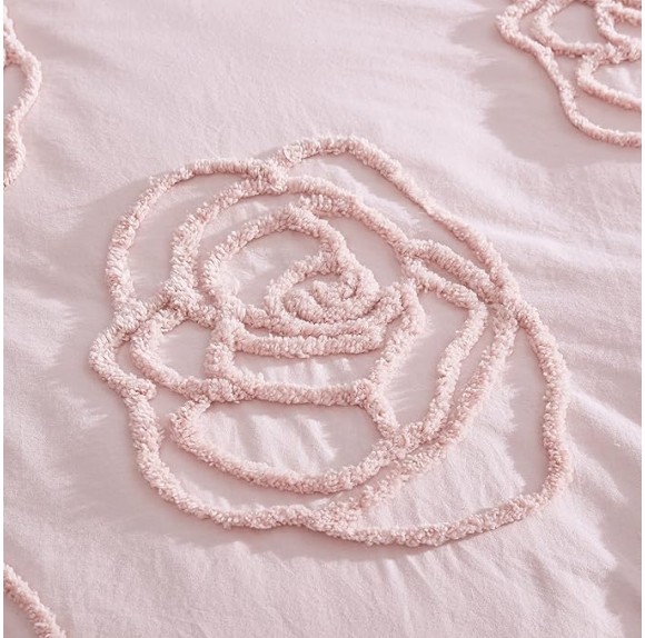 King Duvet Cover Set, Reversible Cotton Bedding with Matching Shams & Bonus Throw Pillow, Ideal for All Seasons (Rambling Roses Pink, King)