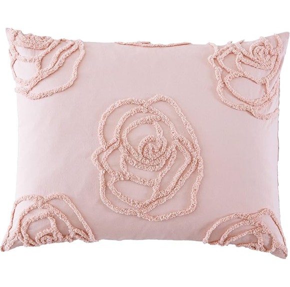 King Duvet Cover Set, Reversible Cotton Bedding with Matching Shams & Bonus Throw Pillow, Ideal for All Seasons (Rambling Roses Pink, King)