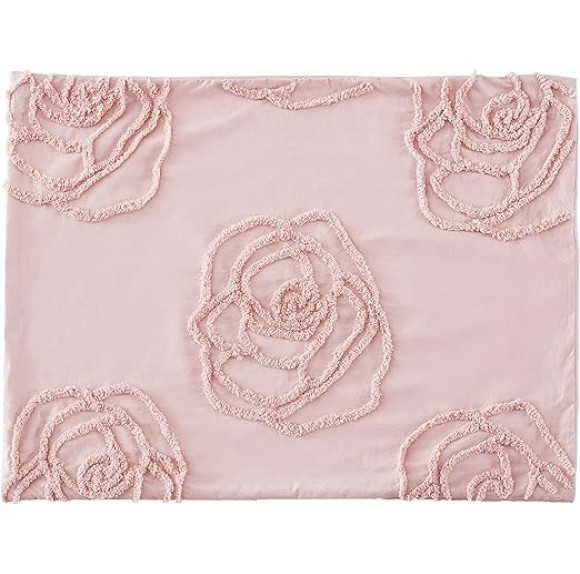Queen Duvet Cover Set, Reversible Cotton Bedding with Matching Shams & Bonus Throw Pillow, Ideal for All Seasons (Rambling Roses Pink, Queen)