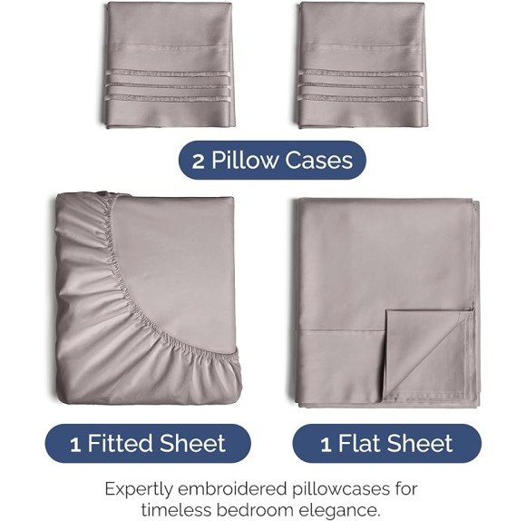 Full Size 4 Piece Sheet Set - Extra Soft, Breathable & Cooling Sheets - Hotel Luxury Durable Bed Sheets for Women & Men - Deep Pockets, Easy-Fit & Wrinkle-Free Sheets - Thistle Purple Oeko-Tex Sheets