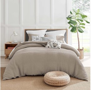 Mills Waffle Beige Fawn Duvet Cover Set - Full/Queen Duvet Cover + Two Standard Pillow Cases - Beige Fawn Waffle Weave - Duvet Cover (90 x 94in.) and Pillow Case (26 x 20in.) - Cotton
