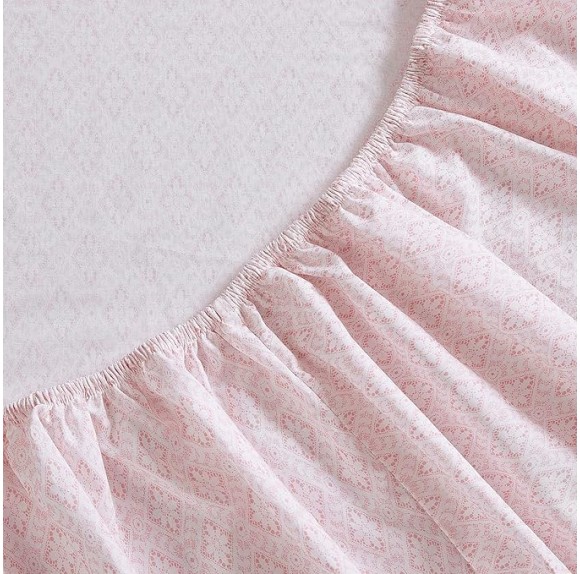 Twin Sheet Set, Cotton Percale Bedding Set, Crisp & Cool, Lightweight & Breathable (Diamond Lace Pink, Twin)