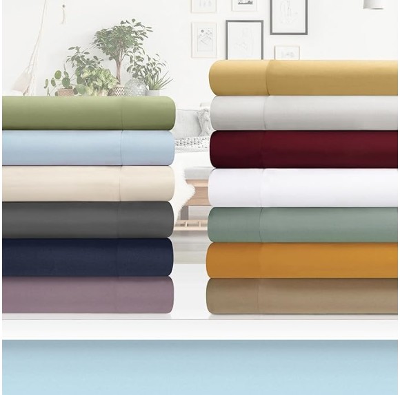 BNM Egyptian Cotton Duvet Cover Set, 1200 Thread Count, Hidden Button Closure, Soft Bedding Basics, 1 Duvet Cover, 2 Pillow Shams, Solid, Geometric Scroll Embroidery, King/California King, Zephyr