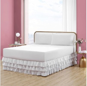 Home - Full Bedskirt, Ruffled Casual Style (Solid White, Full)