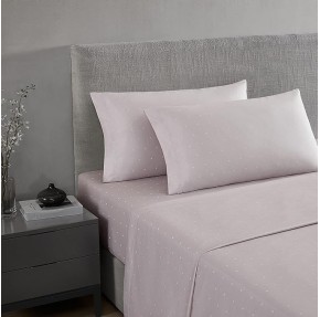 Queen Sheet Set, Luxury Sateen Cotton Bedding, 800 Thread Count, Soft & Smooth Home Decor (Eyelet Pink, Queen)