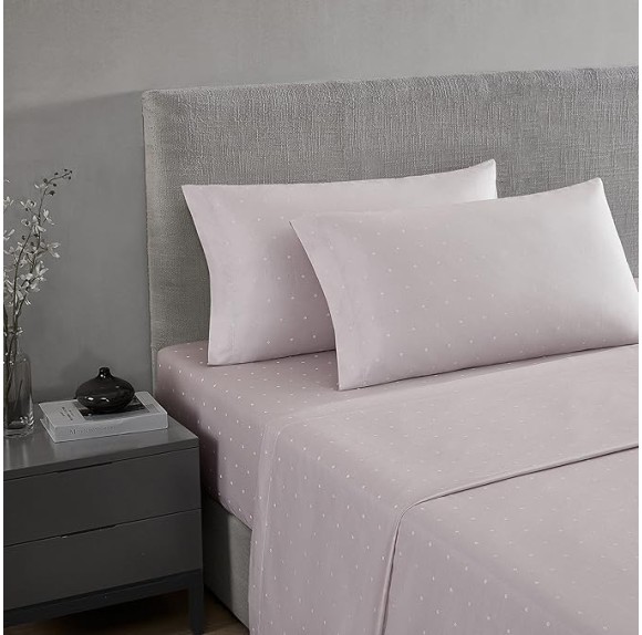 Queen Sheet Set, Luxury Sateen Cotton Bedding, 800 Thread Count, Soft & Smooth Home Decor (Eyelet Pink, Queen)