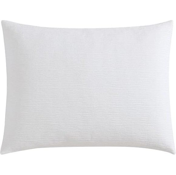 King Duvet Cover Set, Luxury Cotton Bedding with Button Closure, Includes Matching Shams (Textured Pleats White, King)