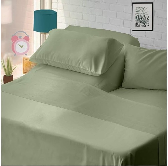 Premium 400 TC 100% Egyptian Cotton,Flex Top King Sheets for Sleep Number Beds 16" Deep,King 34" - Sage