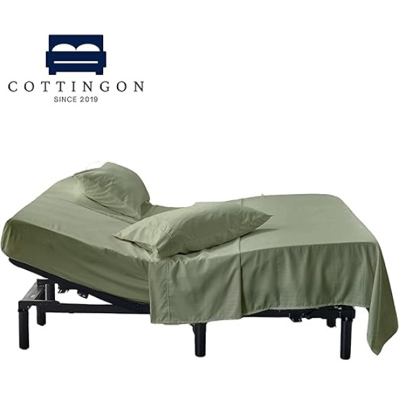 Premium 400 TC 100% Egyptian Cotton,Flex Top King Sheets for Sleep Number Beds 16" Deep,King 34" - Sage