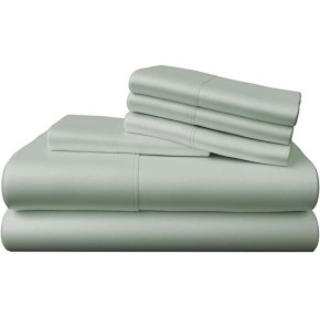 Bundle of 100% Viscose Made from Bamboo Cooling Sheets King Size & 3Pcs Duvet Cover | 2 Pillow Shams with Elegant Button Closure | 6 Pcs Bedding Sheets & Pillow Cases & Luxuriously Soft King Sage