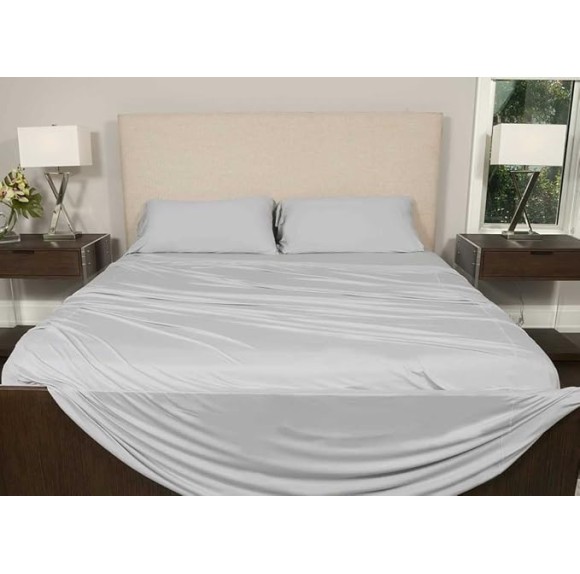 Active Comfort Sheet Set, Comfortable Cooling Sheets with 1 Flat Sheet, 1 Fitted Sheet, and 2 King Pillowcases, King/California King, Silver Cloud
