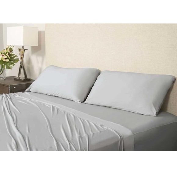 Active Comfort Sheet Set, Comfortable Cooling Sheets with 1 Flat Sheet, 1 Fitted Sheet, and 2 King Pillowcases, King/California King, Silver Cloud