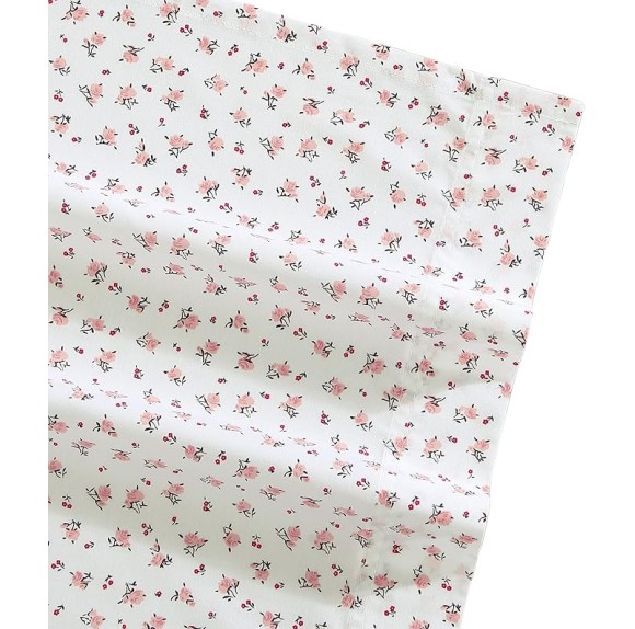 Twin Sheet Set, Cotton Percale Bedding Set, Crisp & Cool, Lightweight & Breathable (Baby Buds Pink, Twin)