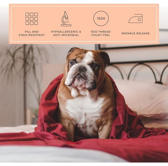 Deep Crimson Red Sheet Set - 1500tc Level of Softness - Extra Soft Cooling Sheets for Hot Sleepers and Night Sweats - XL Twin Size