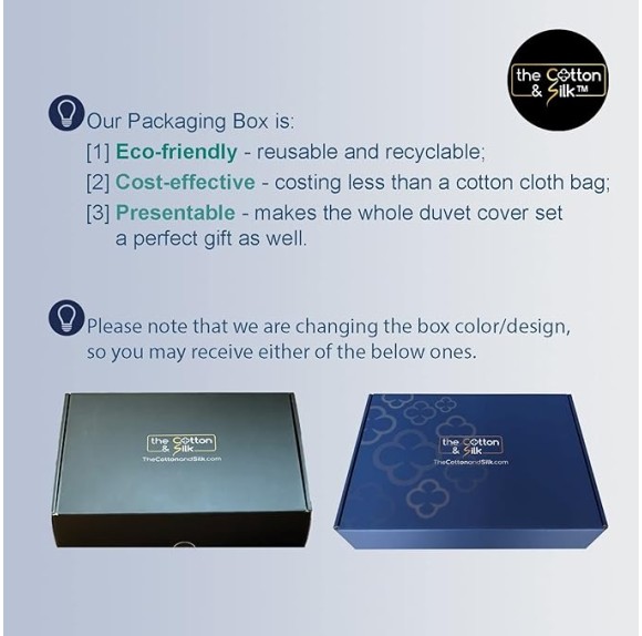 100% Luxury Long-Staple Cotton Duvet Cover Set - Soft & Breathable, King/California King Size, Misty Blue + White (1 Duvet Cover with Corner Ties & Hidden Zipper, 2 Pillow Shams)