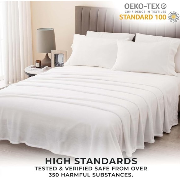 Extra Soft Velvet Plush California King Micro Fleece Sheet Set | Deluxe Microplush Non Pilling Sheets, Deep Pocket | Lavish Sherpa Velvet Luxe Collection (Cal King, Winter White)