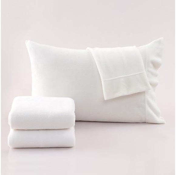 Extra Soft Velvet Plush California King Micro Fleece Sheet Set | Deluxe Microplush Non Pilling Sheets, Deep Pocket | Lavish Sherpa Velvet Luxe Collection (Cal King, Winter White)