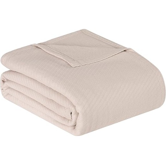 FRYE Cotton Woven Beige King Blanket