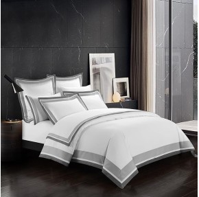 Casabolaj Shading 3 Pcs Do Not Include Filling Duvet Cover Set 100% Egyptian Cotton Sateen Luxury 400 TC Classic Contemporary Patchwork Button Closure Corner Ties-White/Taupe/Grey (California King)