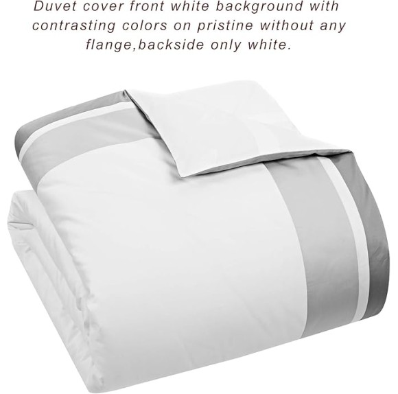 Casabolaj Shading 3 Pcs Do Not Include Filling Duvet Cover Set 100% Egyptian Cotton Sateen Luxury 400 TC Classic Contemporary Patchwork Button Closure Corner Ties-White/Taupe/Grey (California King)