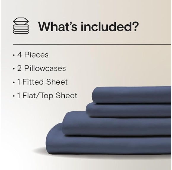 DOZ Sheet Set, 100% Viscose derived from Bamboo, Organically Grown, Buttery Soft, Cooling Sheets, High GSM, Deep Pockets - 4pc - 2 Pillowcases 1 Fitted 1 Top Sheet (Sapphire, King)