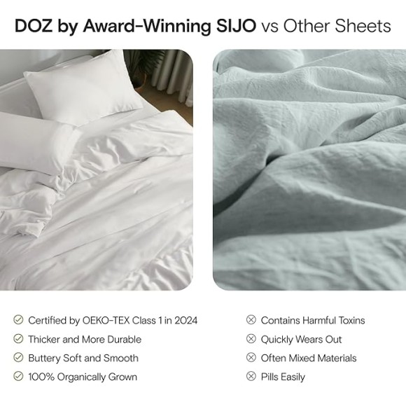 DOZ Sheet Set, 100% Viscose derived from Bamboo, Organically Grown, Buttery Soft, Cooling Sheets, High GSM, Deep Pockets - 4pc - 2 Pillowcases 1 Fitted 1 Top Sheet (Sapphire, King)