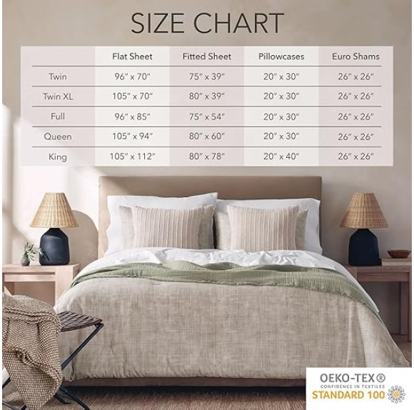 by Nate Berkus 200TC 100% Cotton Percale 4-Piece Sheet Set | Crisp, Cool, Breathable Bedding from mDesign - Queen Size - Flat Sheet/Fitted Sheet/2 Pillowcases, Charcoal (Dark Gray)