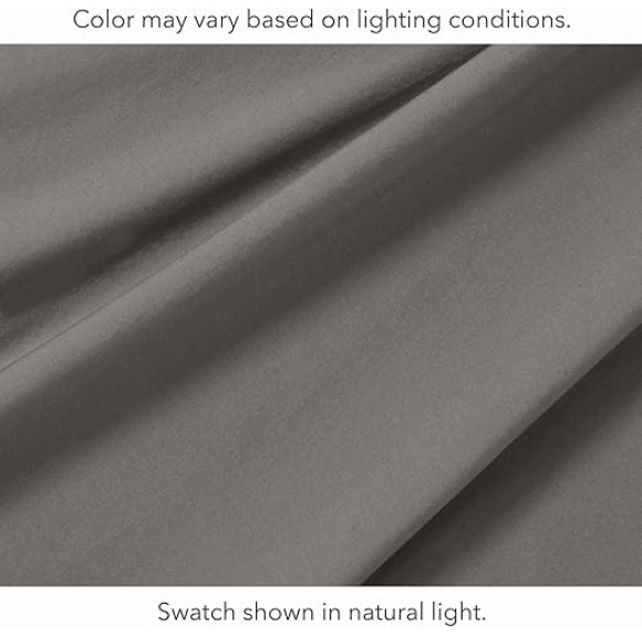 by Nate Berkus 200TC 100% Cotton Percale 4-Piece Sheet Set | Crisp, Cool, Breathable Bedding from mDesign - Queen Size - Flat Sheet/Fitted Sheet/2 Pillowcases, Charcoal (Dark Gray)