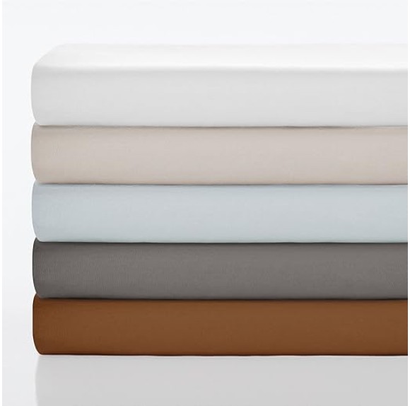 by Nate Berkus 200TC 100% Cotton Percale 4-Piece Sheet Set | Crisp, Cool, Breathable Bedding from mDesign - Queen Size - Flat Sheet/Fitted Sheet/2 Pillowcases, Charcoal (Dark Gray)