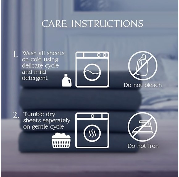 Ashford Home Essentials Bedding, 4 Piece Queen Size Sheet Set, Estate Blue