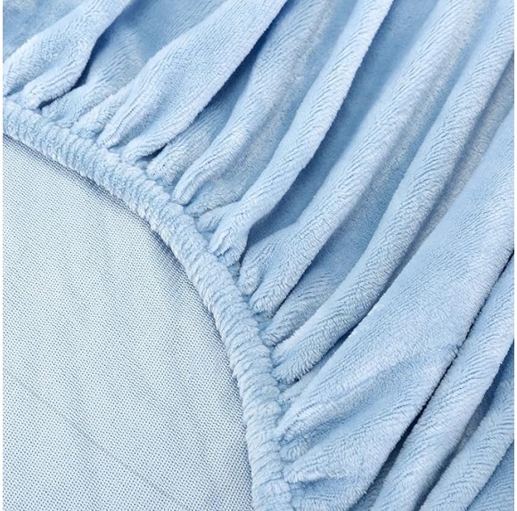 Micro Fleece Bed Sheet Set Twin Size,Velvet Plush Sheets and Pillowcase Set with Extra Deep Pockets, Extra Soft, No Pilling and Cozy Warmth for All Season (Twin Blue 3 Piece)