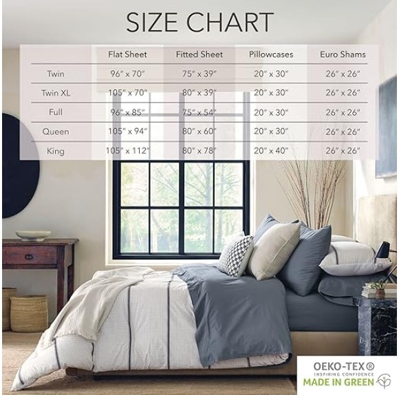 by Nate Berkus 300TC Cotton Bedding 4-Piece Deep Pocket Sheet Set | Soft, Smooth Sateen Weave from mDesign - Queen Size - 1 Flat Sheet/1 Fitted Sheet/2 Pillowcases, Whale (Navy Blue)
