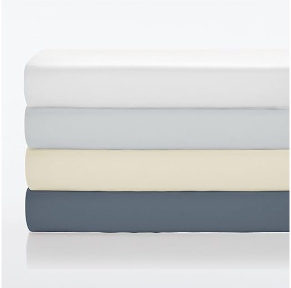 by Nate Berkus 300TC Cotton Bedding 4-Piece Deep Pocket Sheet Set | Soft, Smooth Sateen Weave from mDesign - Queen Size - 1 Flat Sheet/1 Fitted Sheet/2 Pillowcases, Whale (Navy Blue)