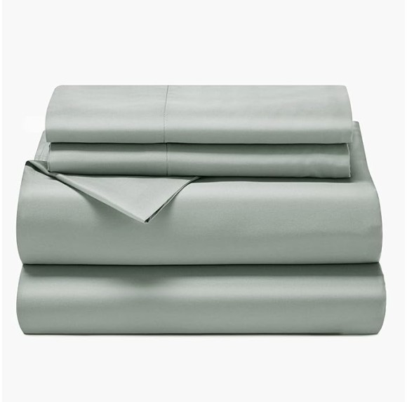Cooling Sheets King Size, Rayon derived from Bamboo, Oeko-TEX Certified Luxuriously Soft & Cooling Silky Sheet Set - 16" Deep Pockets 4 Piece Bedding Sheets & Pillowcases，Sea Glass