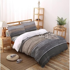 Brown and Gray 4 Piece Duvet Cover Bedding Set King Size, Vintage Farmhouse Rustic Gradient Retro Wood Grain Luxury Soft Bedding Set Comforter Cover (1 Duvet Cover + 1 Bed Sheets + 2 Pillowcases)