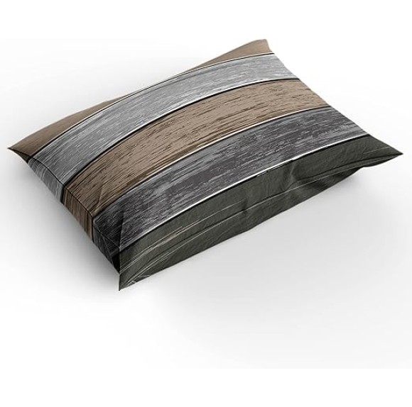 Brown and Gray 4 Piece Duvet Cover Bedding Set King Size, Vintage Farmhouse Rustic Gradient Retro Wood Grain Luxury Soft Bedding Set Comforter Cover (1 Duvet Cover + 1 Bed Sheets + 2 Pillowcases)