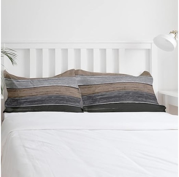 Brown and Gray 4 Piece Duvet Cover Bedding Set King Size, Vintage Farmhouse Rustic Gradient Retro Wood Grain Luxury Soft Bedding Set Comforter Cover (1 Duvet Cover + 1 Bed Sheets + 2 Pillowcases)
