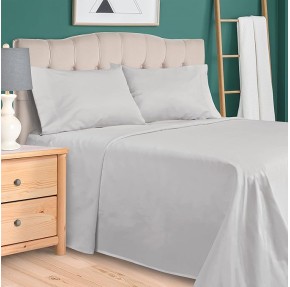 Egyptian Cotton 300 Thread Count Bed Sheet Set, 1 Elastic Deep Pocket Fitted Sheets, 1 Flat Sheet, 2 Pillowcases, Soft Bedding, Luxury Sheets, Sateen Weave, Queen, Light Grey
