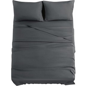 Dark Grey Queen Sheets Set, 4 Piece Collection Bedding Sheets & Pillowcases, Cooling Sheets with 14 inch Deep Pocket Queen Sheets, Comfy Breathable Fitted for Home & Hotel(Queen Gray)