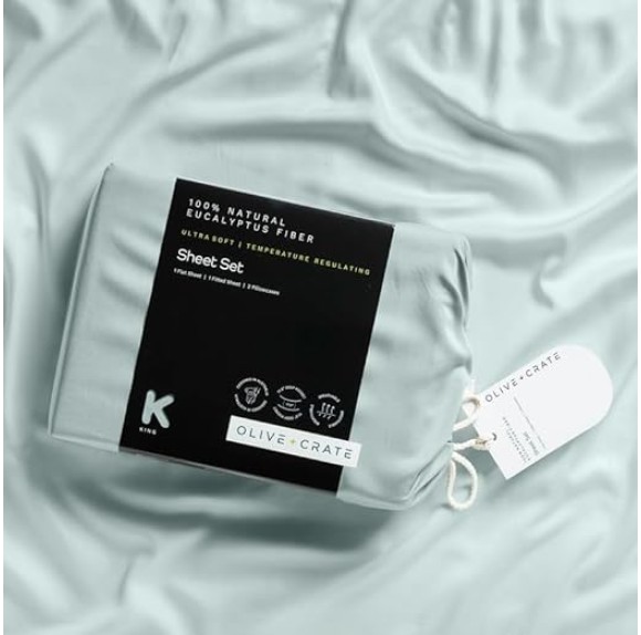 Luxury Series 100% Tencel Eucalyptus Twin XL Size Sheets Set - 4PC Super Soft Cooling Bed Sheets, Deep Pocket to 16'' Flat, Fitted Sheet & 2 Pillowcases, Eucalyptus