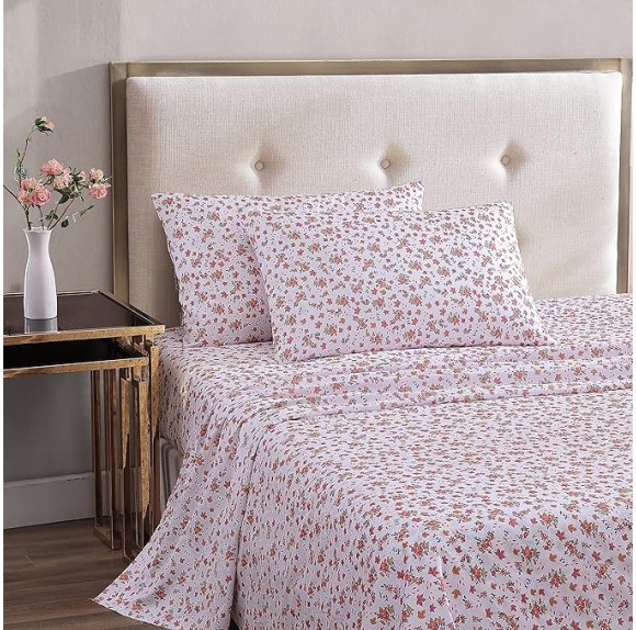 Twin Sheet Set, Soft & Lightweight Bedding, Fade & Wrinkle Resistant (Fall Foliage Pink, Twin)