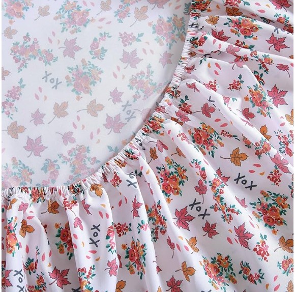 Twin Sheet Set, Soft & Lightweight Bedding, Fade & Wrinkle Resistant (Fall Foliage Pink, Twin)