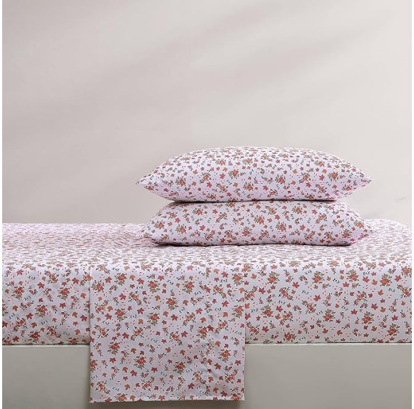 Twin Sheet Set, Soft & Lightweight Bedding, Fade & Wrinkle Resistant (Fall Foliage Pink, Twin)