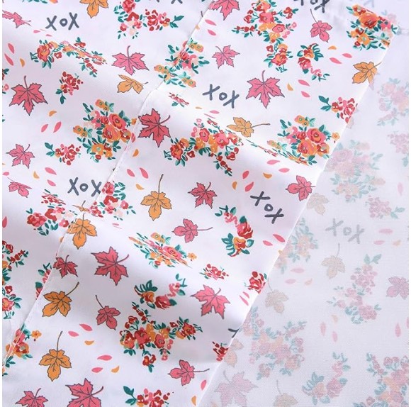 Twin Sheet Set, Soft & Lightweight Bedding, Fade & Wrinkle Resistant (Fall Foliage Pink, Twin)