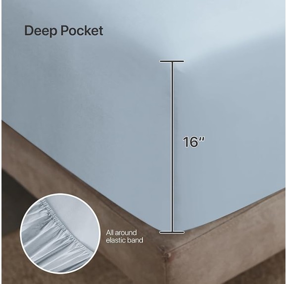 Bed Sheets Set Split King Size (5pc), Rayon Derived from Bamboo, Cooling Sheets with Fitted Deep Pockets, Hotel Luxury Bedding Sheets & Pillowcases
