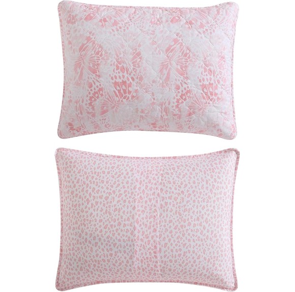 Queen Quilt Set, Reversible Brushed Microfiber Bedding with Matching Shams, Diamond Stitched Bedroom Decor (Butterfly Ombre Pink, Queen)