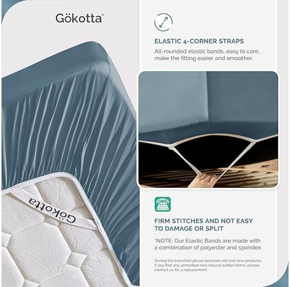 Bamboo Rayon Fitted Sheet and Pillow Cases, Super Soft Cooling Fitted Sheet with 4 Elastic Corner Straps - 16" Pocket Fitted Sheet Queen Set Stay Put for Mattress
