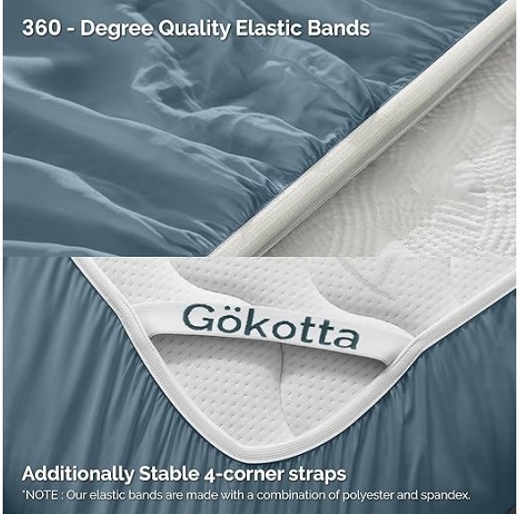 Bamboo Rayon Fitted Sheet and Pillow Cases, Super Soft Cooling Fitted Sheet with 4 Elastic Corner Straps - 16" Pocket Fitted Sheet Queen Set Stay Put for Mattress
