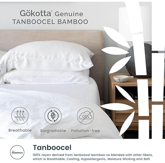 Bamboo Rayon Fitted Sheet and Pillow Cases, Super Soft Cooling Fitted Sheet with 4 Elastic Corner Straps - 16" Pocket Fitted Sheet Queen Set Stay Put for Mattress