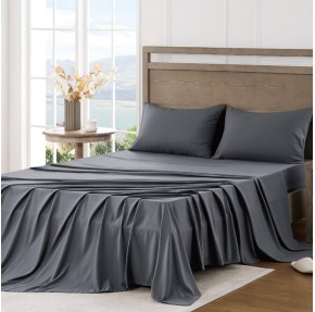 Queen Sheet Set - Ultra Soft Sheets for Queen Size Bed - Brushed Microfiber - Deep Pockets - Easy Care - Cooling & Breathable - 4 Pieces Hotel Luxury Queen Bed Sheets (Dark Grey)
